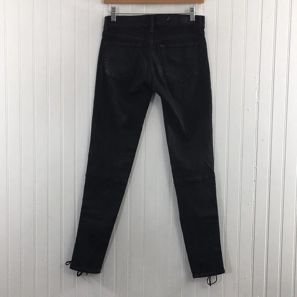 Polo Ralph Lauren The Tompkins Skinny Jeans Womens 25 Lace Up Black Coated Denim - Picture 4 of 14